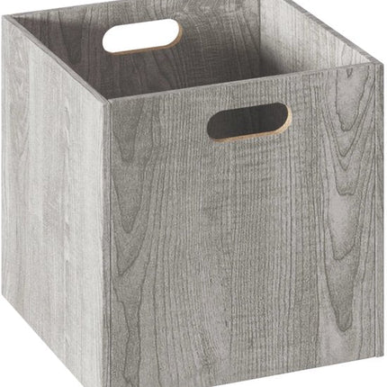5Five Opbergmand/kastmandje - Grijs wash - 31 x 31 x 31 cm - 29 liter - Vakkenkast manden - Hout - Opvouwbaar - Kisten