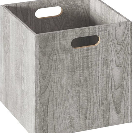 5Five Opbergmand/kastmandje - Grijs wash - 31 x 31 x 31 cm - 29 liter - Vakkenkast manden - Hout - Opvouwbaar - Kisten