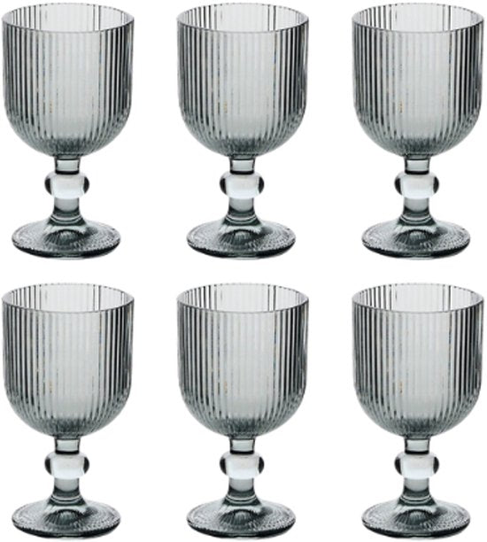 Glazen - Cocktailglas - Set van 6 - Glazen Wijnglas - Elegant Design - Voor Feestelijke Gelegenheden - Vaatwasserbestendig - 250 ml - Grijs
