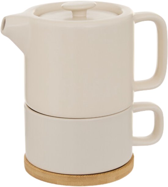 Secret de Gourmet Teekanne Penang - Keramik - mit Tasse - creme - 10 x 15 cm