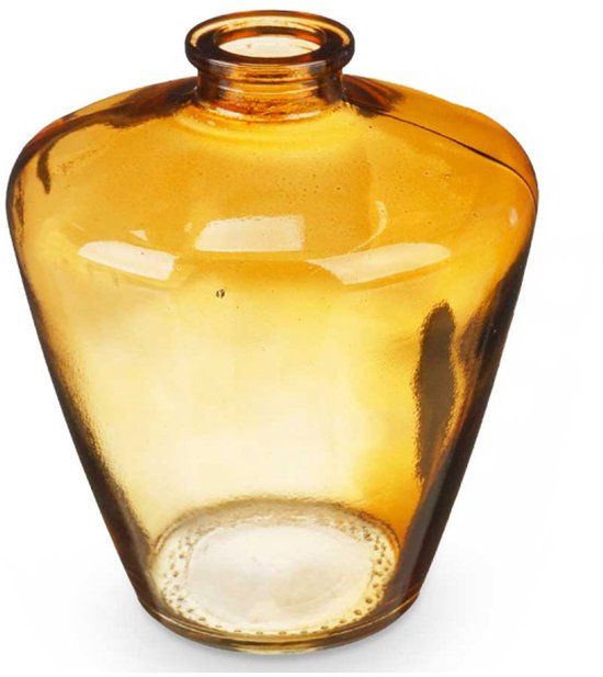 Glasvase Amber 13 cm – dekoratives Diamant-Glasgefäß – Wohnaccessoire – Ø 10,5 cm