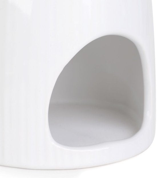 Homla - Fires Duftlampe - Aromabrenner - Inklusive Duftwachs - Duftverteiler - für Wohnzimmer & Badezimmer - Dekoration Geschenk - Keramik mit Wachs Fresh Linen - Weiß