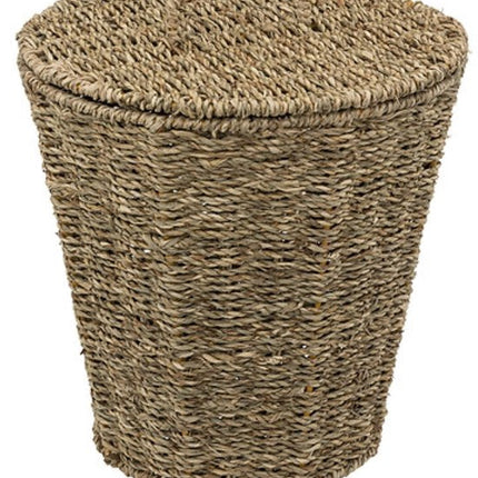 2-Delige - Reed Opbergmandenset - Afvalbak - Gevlochten Rieten Opbergmand met Deksel - Decoratieve Opbergbox - Boho Woonaccessoires - 9 Liters - 26 x 26 x 30 cm - Bruin