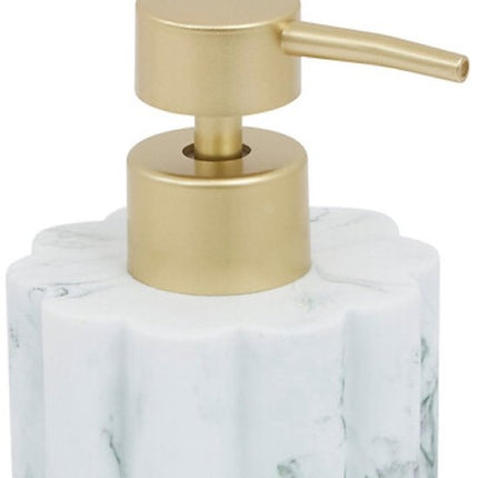 Badkameraccessoireset - Moderne Badkameraccessoires - Zeepdispenser 230 ml - Tandenborstelhouder - Toiletborstel - Wattenbakje - Luxe Badkameraccessoires - Polyresin - Marmer Wit