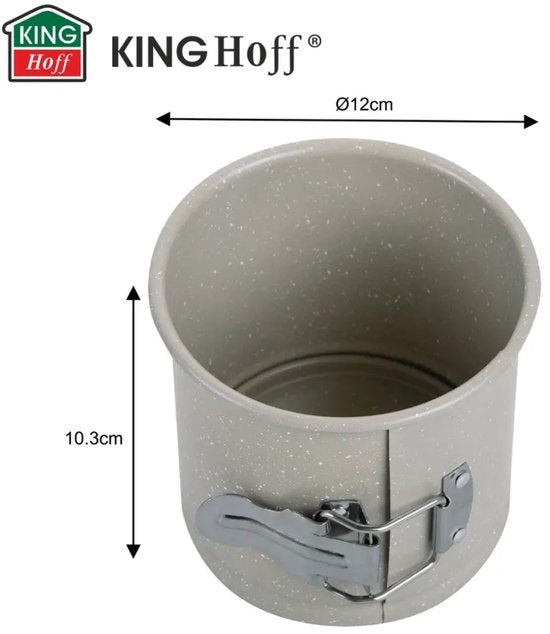Backformen-Set - Kuchenform - 3-teiliges Backformen-Set - 26 x 11,5 x 7,5 cm rechteckige Backform + Ø 12 cm runde Kuchenform + 27,5 cm quadratische Backform - Karbonstahl - marmorierte Antihaftbeschichtung - Beigegrau