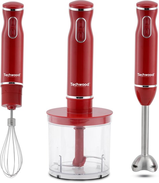 Techwood TMS-9605 staafmixerset 3-in-1, 600 watt, rood