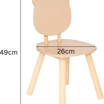 Douceur Bear Kinderstoel - Kindermeubel - Set van 2 - Kinderstoelen - Ergonomische Kinderstoel - MDF & Hout - 26 x 26 x 49 cm - Beige