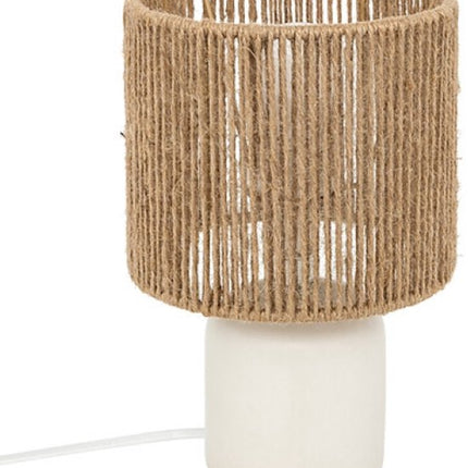 Koby Tafellamp - Cilinder Tafellamp Stoneware - Moderne Sfeerlamp - voor Woonkamer, Slaapkamer of Bureau - Keramiek - 24cm in Hoogte - Wit
