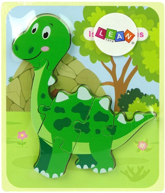 Lean Toys Holzpuzzle Dinosaurier – Isanosaurus – Grün – Dino-Puzzle – Dinosaurier
