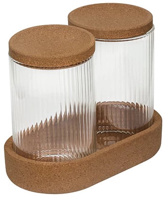 5Five – Stilvolles 3-teiliges Organizer-Set aus Glas und Kork – Transparent