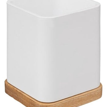 Natureo Badkameraccessoiresset - Luxe Badkamer Set - Badkamer Accessoires Set - Toiletborstel - Tandenborstelhouder - Zeepdispenser 300 ml - Polyresin/ASH - Wit