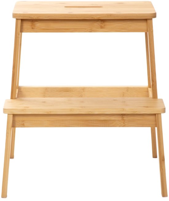 HOMLA - Stapelkruk met trede - Bamboe Natuurlijk - 42,7 x 40 x 49,6 cm