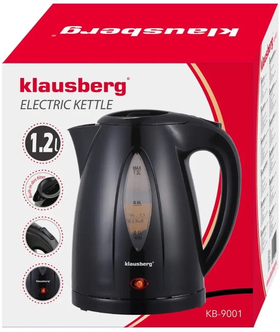 Klausberg KB-9001 - Wasserkocher - 1,2 Liter - Schwarz - 1100 Watt
