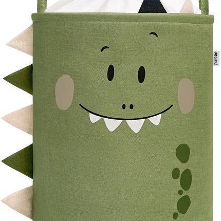 SIPO Speelgoedmand - Opbergbak - Opbergmand - Set van 2 - Bruine Beer & Groene Dino Design - Opvouwbare Katoen Mand - Voor Speelgoed & Kleding - XXL - 63 Liters - 40 x 40 x 50 cm - Bruin & Groen