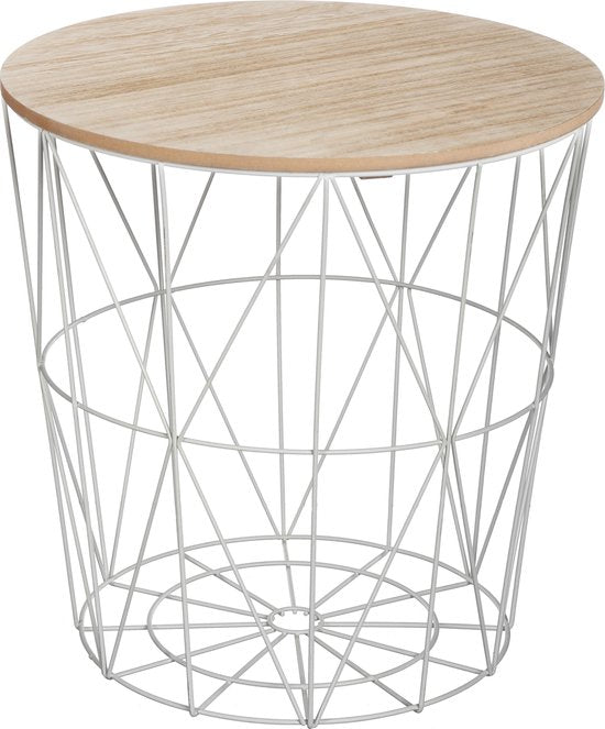 Grey Side Table - 39.5 x 41cm - Wood/Grey