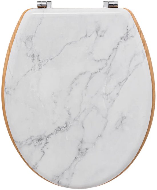 5Five toiletbril Rome – wc-bril met wit marmerprint, MDF, universele pasvorm