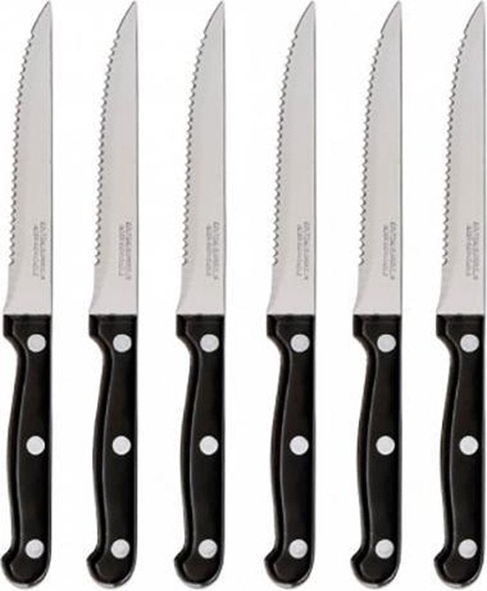 Secret de Gourmet Steakmesser / Fleischmesser - 6er-Set - Edelstahl - 22 cm - Messer