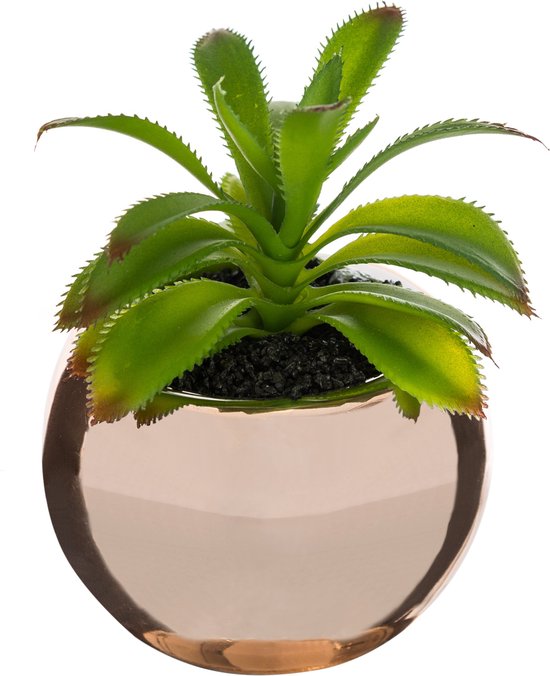Atmosphera kunstplant in roze keramische pot, hoogte 15 cm