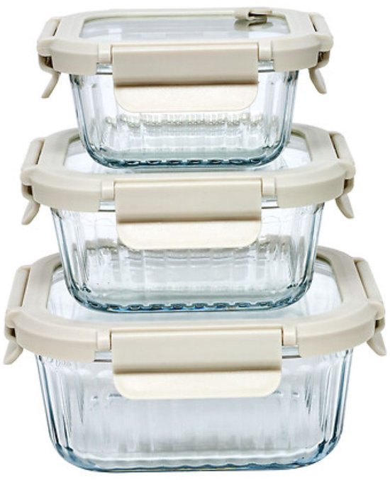 Glazen vershoudbakjes set van 3 – borosilicaatglas, 320, 520 en 800 ml – foto 5