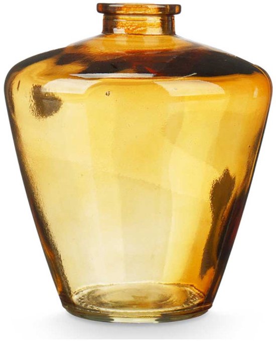 Glasvase Amber 13 cm – dekoratives Diamant-Glasgefäß – Wohnaccessoire – Ø 10,5 cm