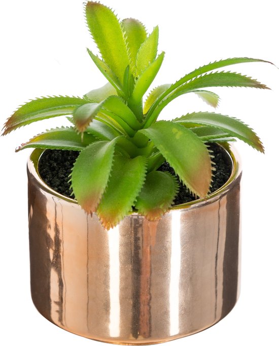 Atmosphera kunstplant in roze keramische pot, hoogte 15 cm