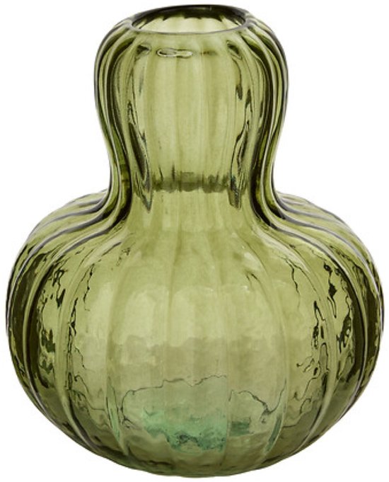 Mushroom vaas van groen glas – paddenstoelvaas, Ø 16,5 x 19,5 cm