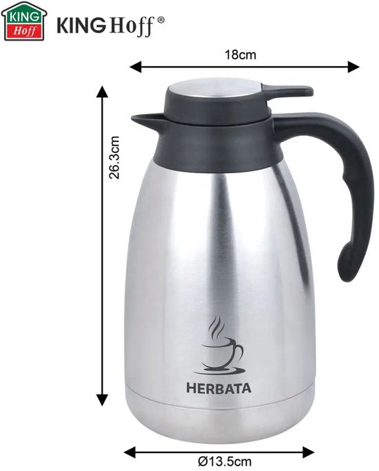Kinghoff KH-2095 thermoskan 2 liter met TEA-label – dubbelwandig RVS – foto 3