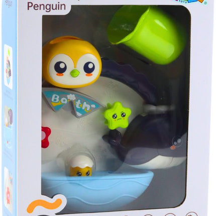 Badspeelgoed - Interactief Bad Speelgoed Pinguïn & Walvis - Water Speelset Met Zuignappen - Badkamer Speeltje Met Watereffecten - Multicolor