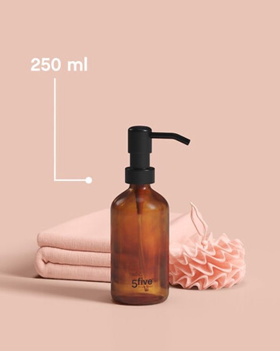 Glas-Seifenspender - 2er-Set - Luxuriöser Handseifenspender in Geschenkbox - Badezimmer- & Küchenzubehör - 250 ml - Braun