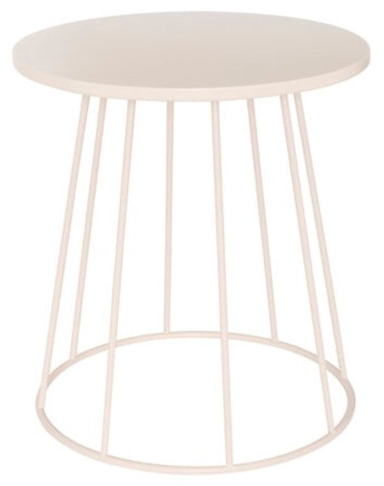 Salontafel en bijzettafel latte Ø 38 cm metaal beige rond compact