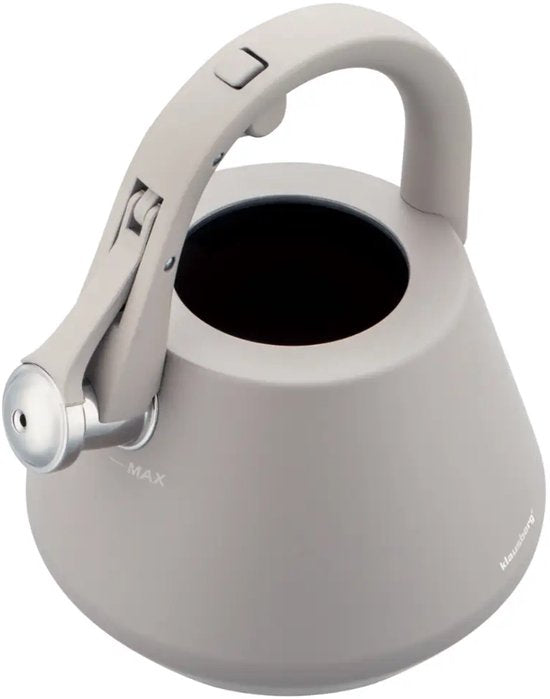 Klausberg 7949 - Flötenkessel mit Flöte - 2,5 Liter - Edelstahl - Grau