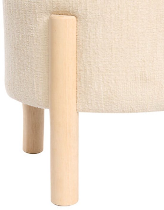 Atmosphera - Aufbewahrungshocker Elki Ø 45,5 cm weißer Chenille-Stoff - 37 cm hoch - mit Stauraum - Sitzhocker - Beistelltisch - Sitzpuff
