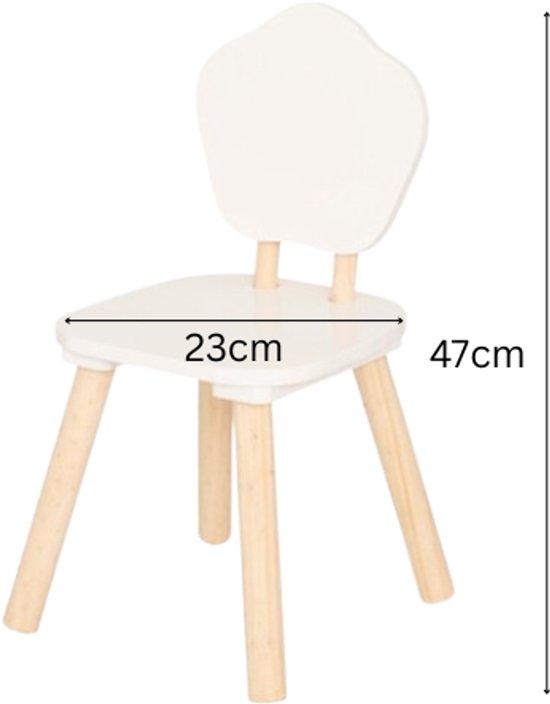 Douceur Organic Kindermöbel - Kindermöbelset - Kindermöbel - 1 Tisch + 2 Stühle - Set für Kinder - MDF & Kiefernholz - Weiß