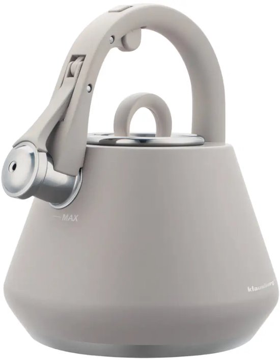 Klausberg 7949 - Flötenkessel mit Flöte - 2,5 Liter - Edelstahl - Grau