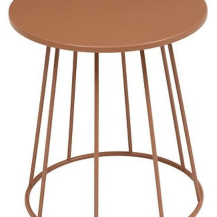 Salontafel en bijzettafel rond Ø 38 cm metaal terracotta marron – compact formaat