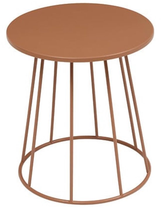 Couchtisch und Beistelltisch rund Ø 38 cm Metall Terrakotta Marron – kompakte Größe