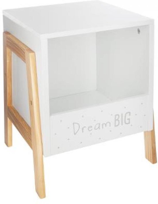 Atmosphera nachtkastje Dream Big – wit, met boekenplank, 40 x 33 x 30 cm