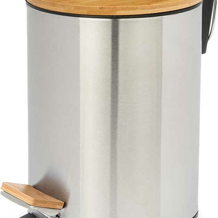 Berilo Pedaalemmer Steel - softclose - 5L - zilver/beige - D20 x H26 cm - prullenbak voor badkamer