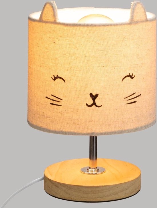 Atmosphera nachtlampje kat – grijs linnen, voor de kinderkamer, 21 cm hoog – foto 2