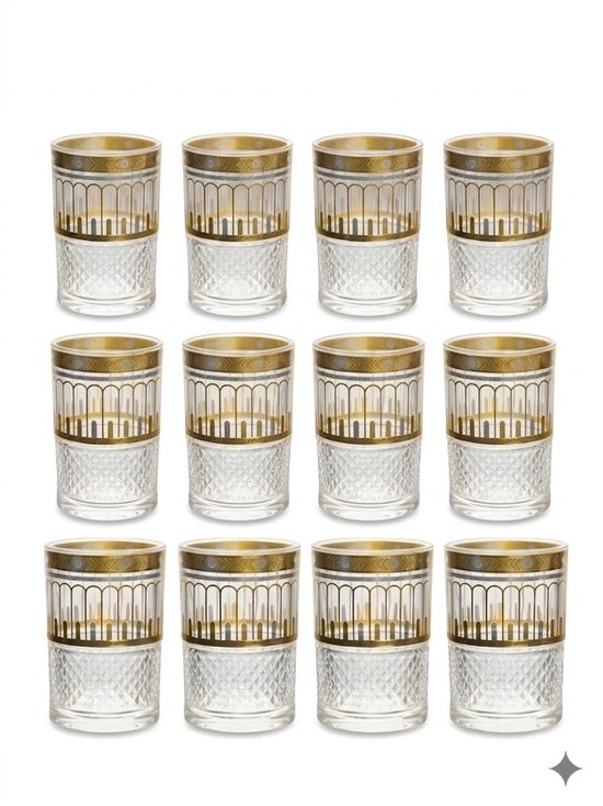 Hakal Sultana Marokkaanse theeset – theepot 1,8 L met 12 theeglazen, goud – foto 3