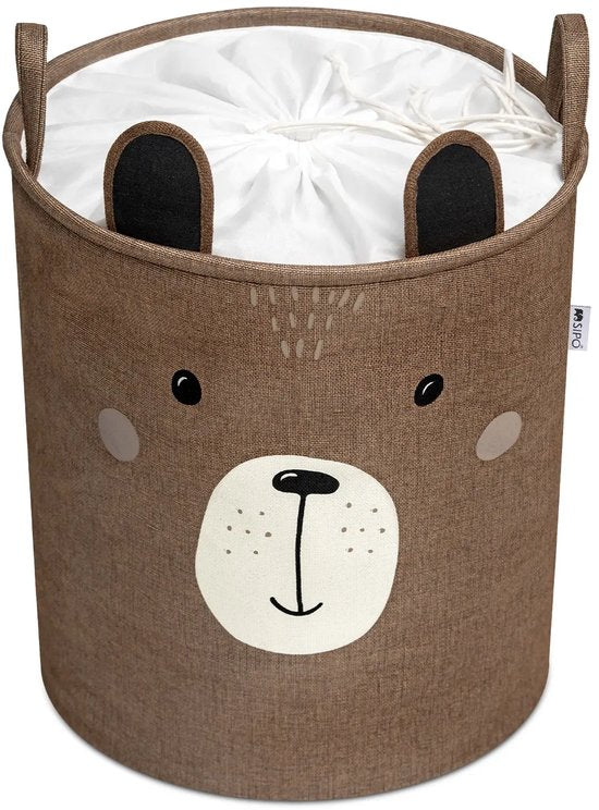 SIPO Spielzeugkörbe XXL – 2er-Set – Bären-Design – 63 L – Braun/Grau