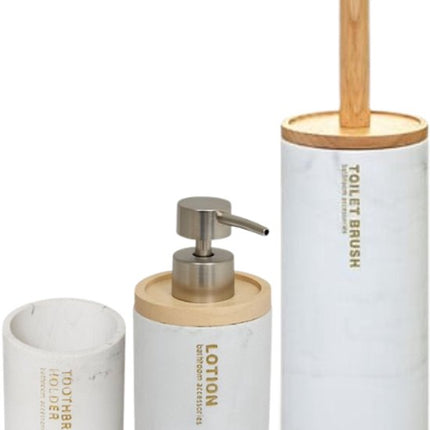 Léa Badkameraccessoiresset - Badkamerset Moderne Badkameraccessoires - Toiletborstel - Zeepdispenser - Tandenborstelhouder - Wit