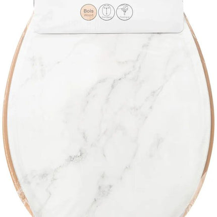 5Five Toiletbril Rome - wit marmer print - MDF hout - universeel - standaard wc bril