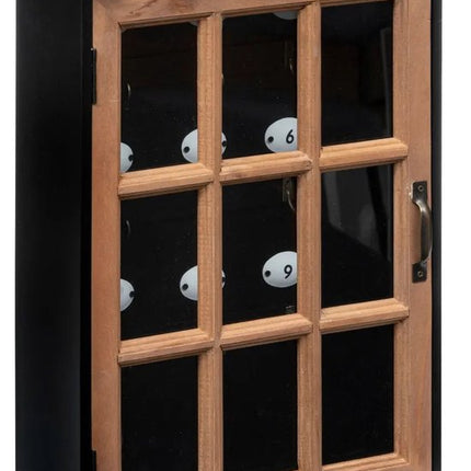 Atmosphera Sleutelkastje Classic Cabinet - mdf/glas - zwart/bruin - 30 x 40 cm - Voor 9 sleutels - staand of muur bevestiging