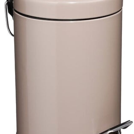 Badkamerset - Toiletaccessoires - Moderne Badkamer Accessoires - Toiletbril - Toiletborstel Set - Prullenbak - Beige Linnen HDF WC Bril & Keramische WC Borstelhouder - Taupe 3L Metalen Pedaalemmer
