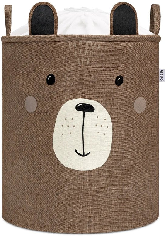 SIPO Spielzeugkörbe XXL – 2er-Set – Bären-Design – 63 L – Braun/Grau