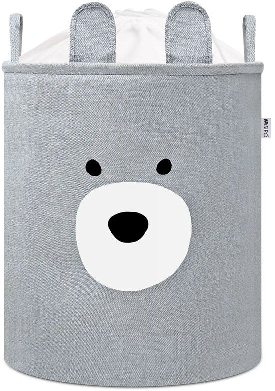 SIPO Spielzeugkörbe XXL – 2er-Set – Bären-Design – 63 L – Braun/Grau