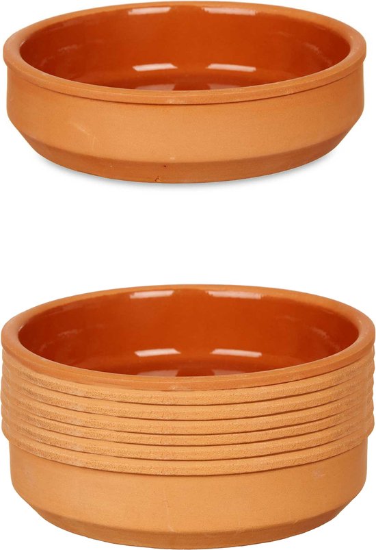 La Dehesa - Tapas / Creme brulee schaaltjes - 8x stuks - terracotta / bruin - 16 x 4 cm - serveerschaaltjes - hapjes - voedsel