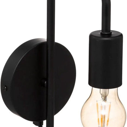 Atmosphera wandlamp 12 x 25 cm - zwart - E27 fitting - muur montage - metaal - huiskamer/gang - modern