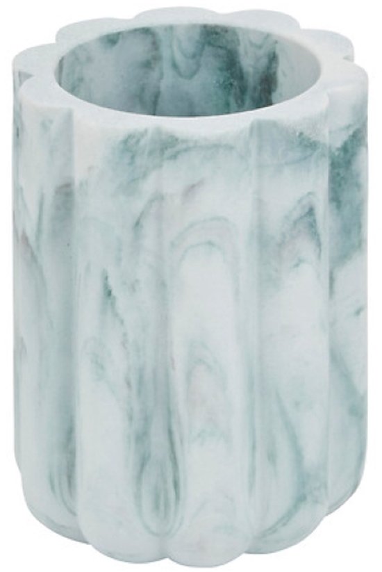 Badezimmer-Accessoireset – Moderne Badezimmer-Accessoires – Seifenspender 230 ml & Zahnbürstenhalter-Set – Luxuriöser Seifenspender & Zahnbürstenhalter-Set – Polyresin – Weißer Marmor